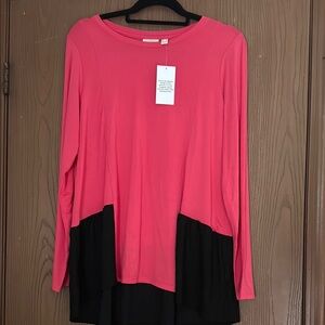 LOGO Pink and Black Long Sleeve Tee